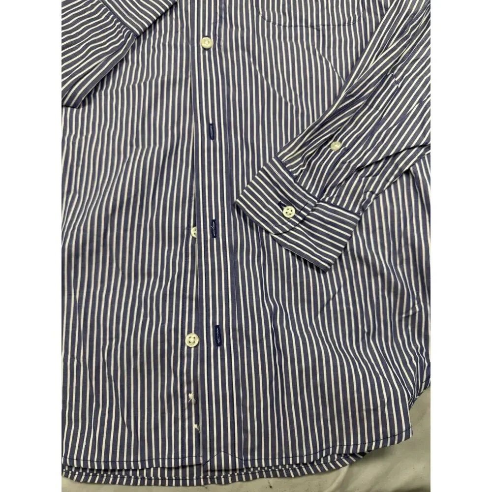 Polo Ralph Lauren Boys Striped Button Shirt Youth L 16-18 Blue White